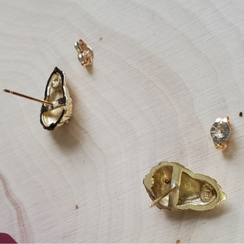 14k Solid Gold Earrings With Ruby Third-Eye Divin… - image 3